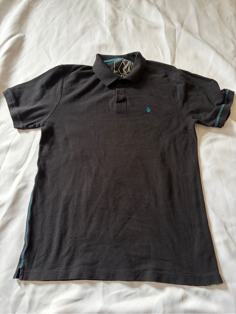 Volcom Black Polo with Teal Accent - Men